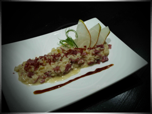 Risotto bresaola e pere di Sostila mantecato al Bitto
